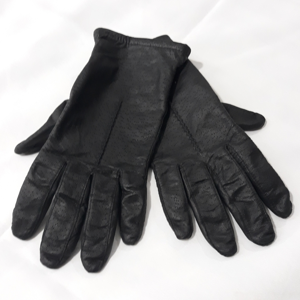 Vintage  Genuine Leather Black Gloves Women's